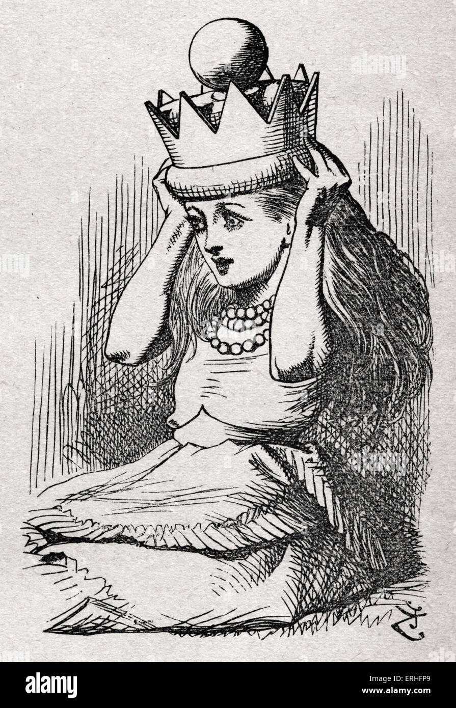 Alice con la regina della corona, Alice raggiunge l'ottava piazza e diventa una regina', da attraverso il Looking-Glass (e ciò che Alice Foto Stock