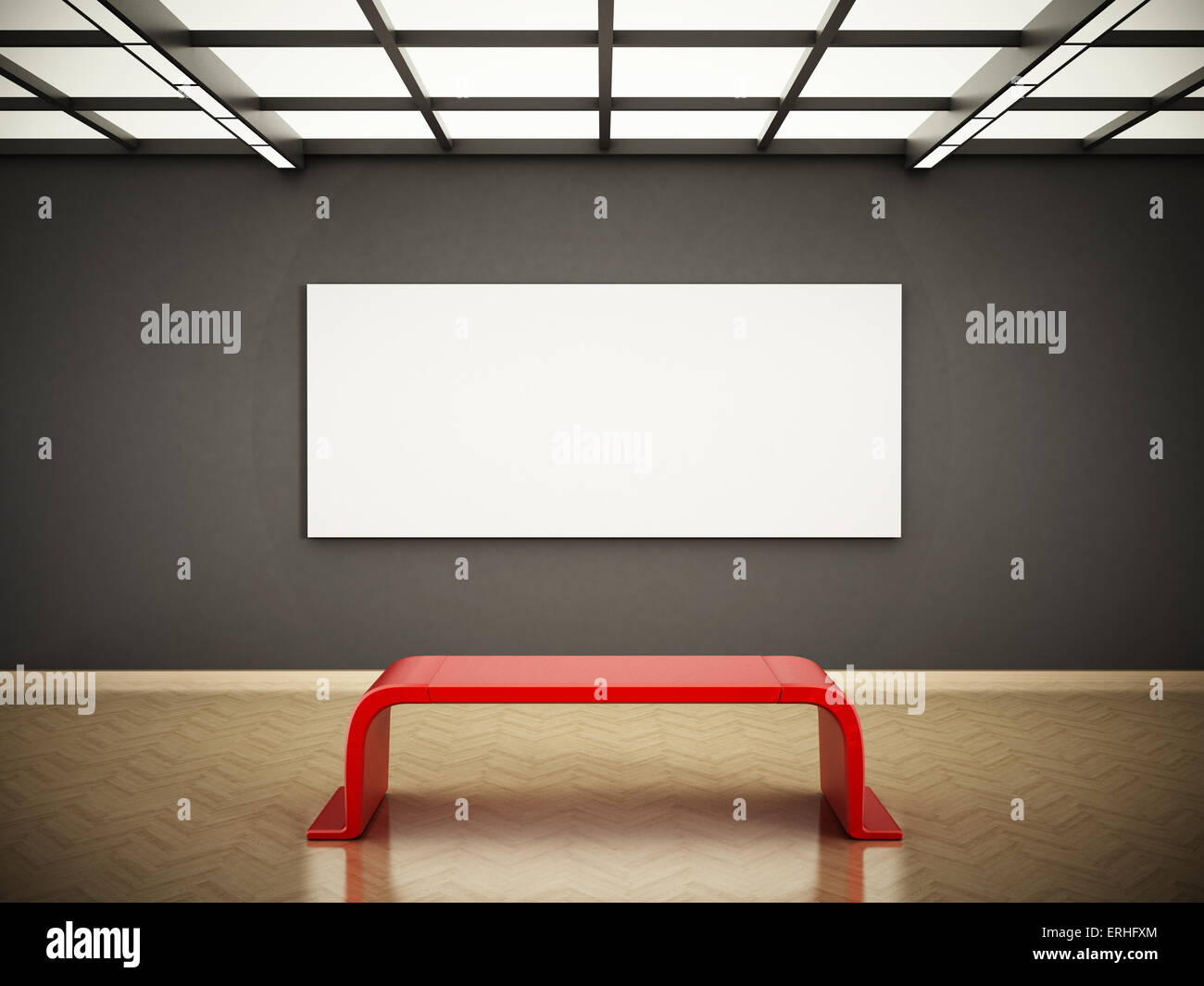 Galleria d'arte con un sedile Rosso. Foto Stock