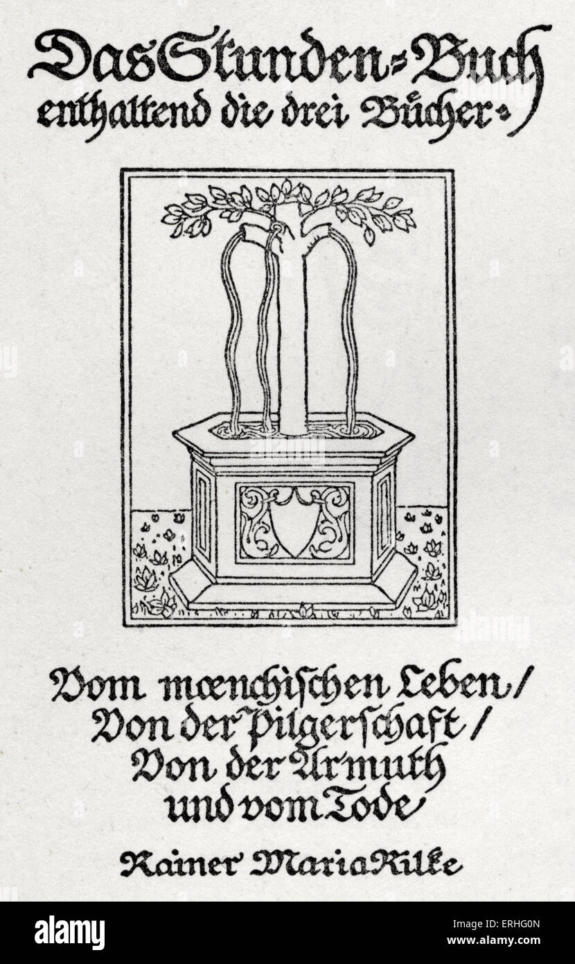 "Come Stundenbuch' di Rainer Maria Rilke. Titlepage progettato da Walter Tiemann, Lipsia, 1905. (Il Libro delle Ore). Tedesco Foto Stock