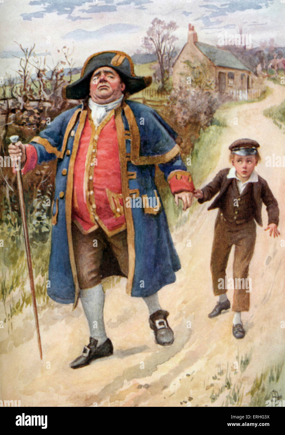Oliver Twist - illustrazione di una scena dal libro dal romanziere inglese  Charles Dickens. Oliver è portare lontano da Bumble il Foto stock - Alamy