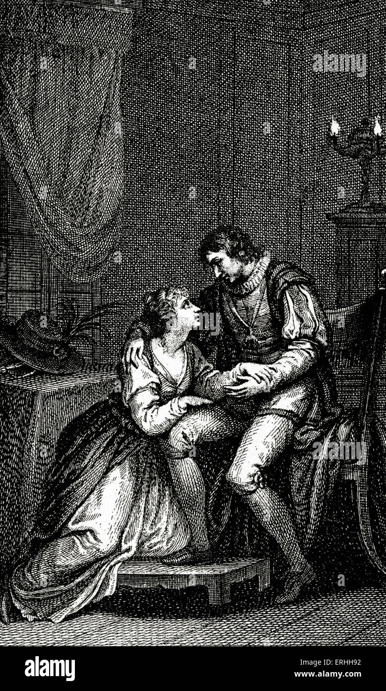 Johann Wolfgang von Goethe - illustrazione di una scena del suo dramma "Egmont' , 1788 con Egmont e Klara. Scrittore tedesco e Foto Stock
