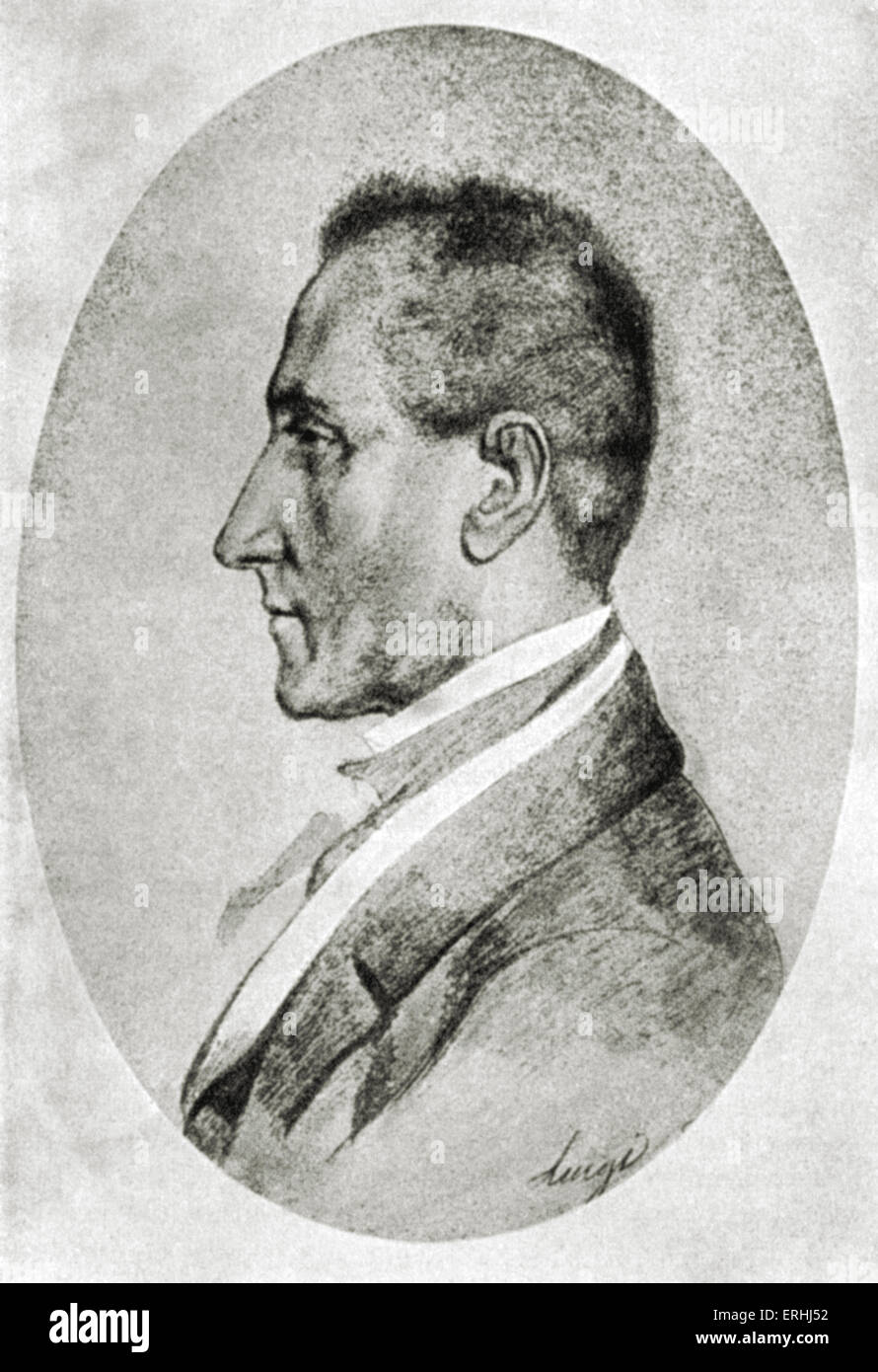 Alessandro Manzoni - ritratto di profilo del poeta e romanziere a cui Giuseppe Verdi dedicato il suo Requiem. 7 Marzo Foto Stock