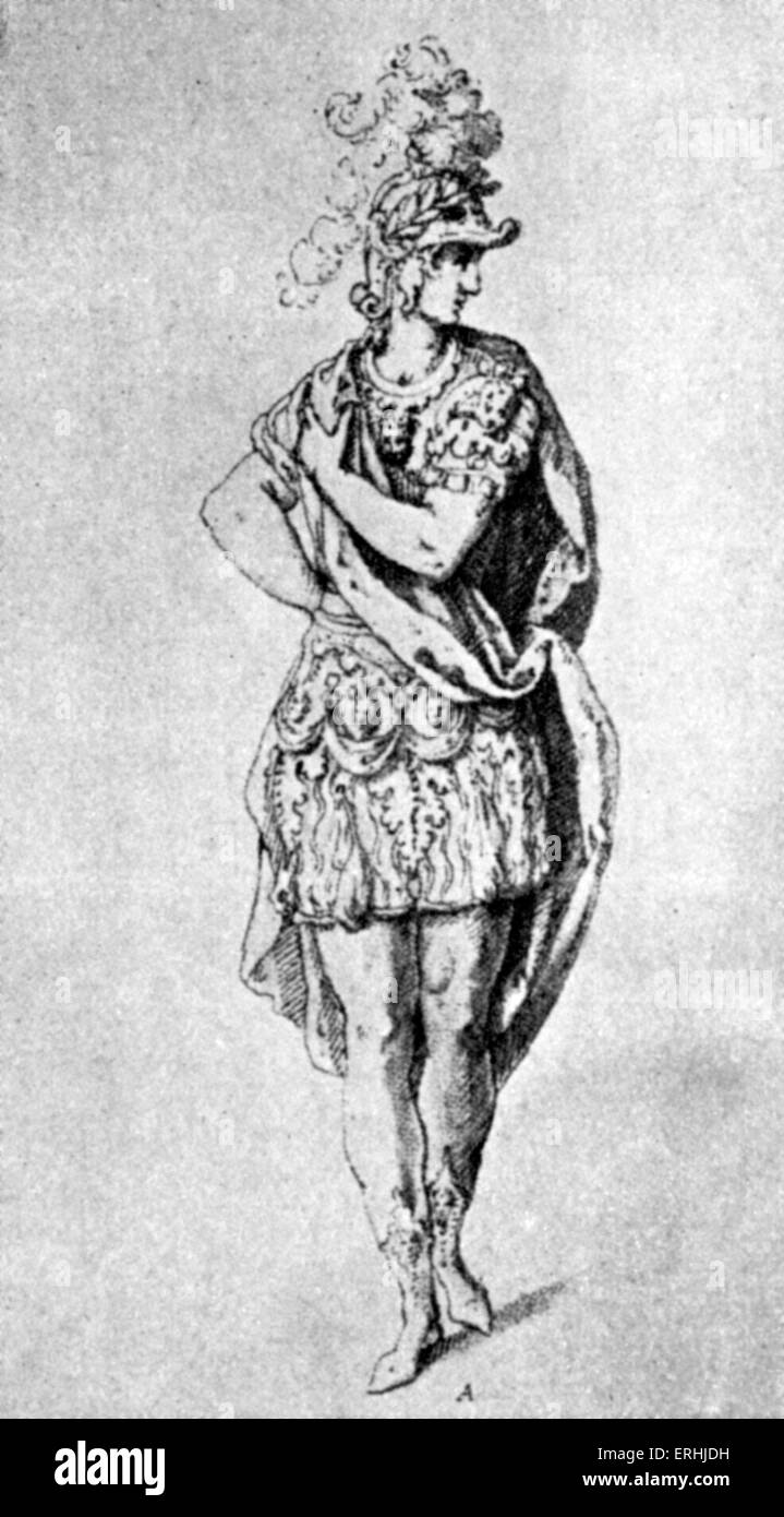 Ben Jonson - drammaturgo inglese e del poeta, masque "Masque di Oberon". Disegno di costumi dall'architetto inglese e stage Foto Stock