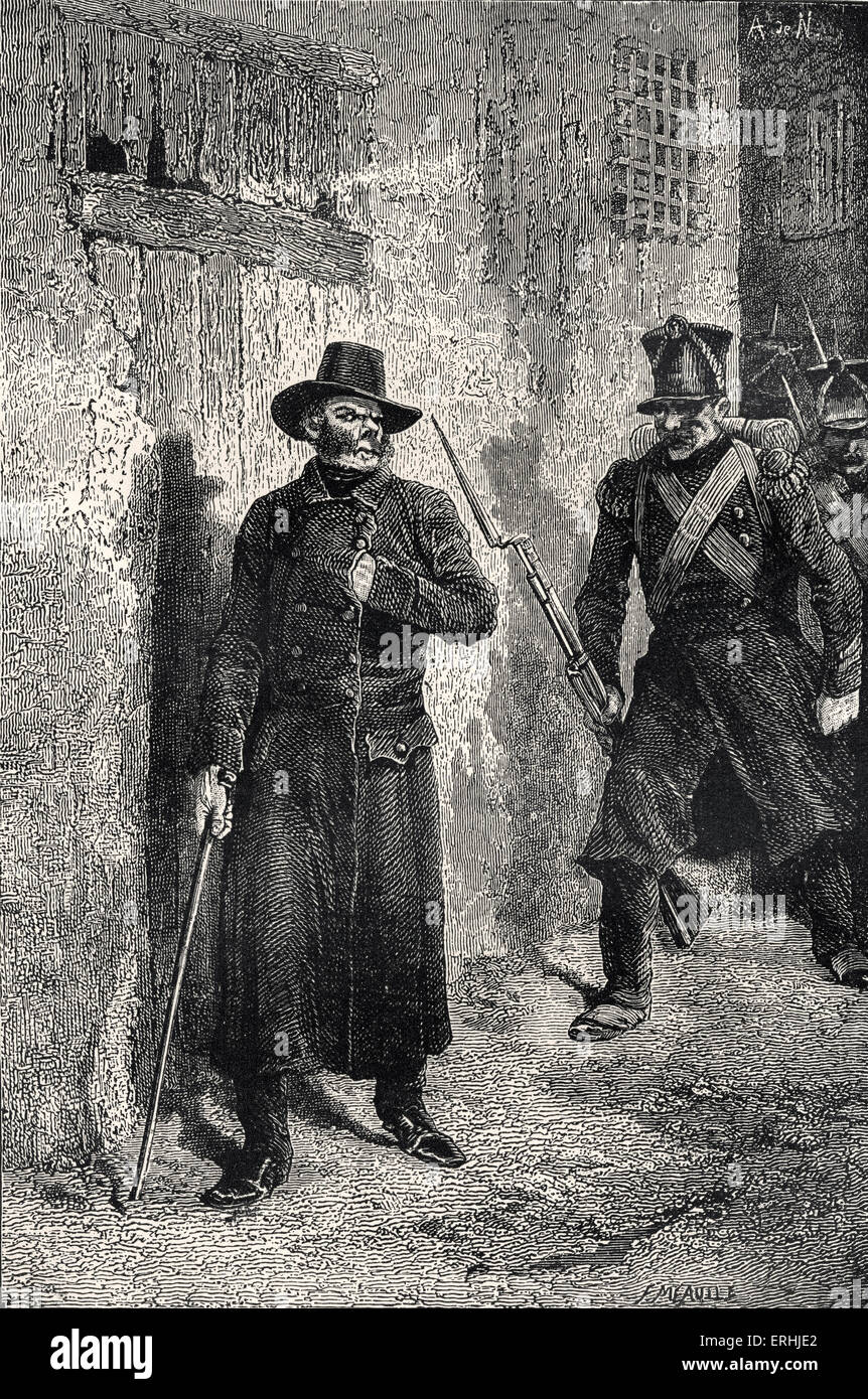 Victor Hugo - il poeta francese e romanziere del romanzo, "Les Misérables'. Illustrazione di Fortune Meaulle. "Javert sulla caccia." 26 Foto Stock