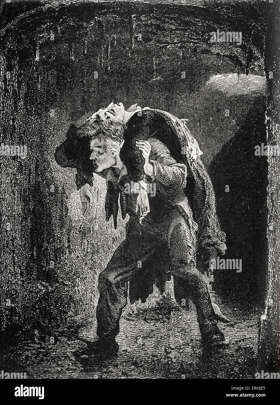 Victor Hugo - Illustrazione per il poeta francese e romanziere del romanzo, "Les Misérables'. 'Jean Valjean' 26 Febbraio 1802 - 22 Maggio 1885 Foto Stock