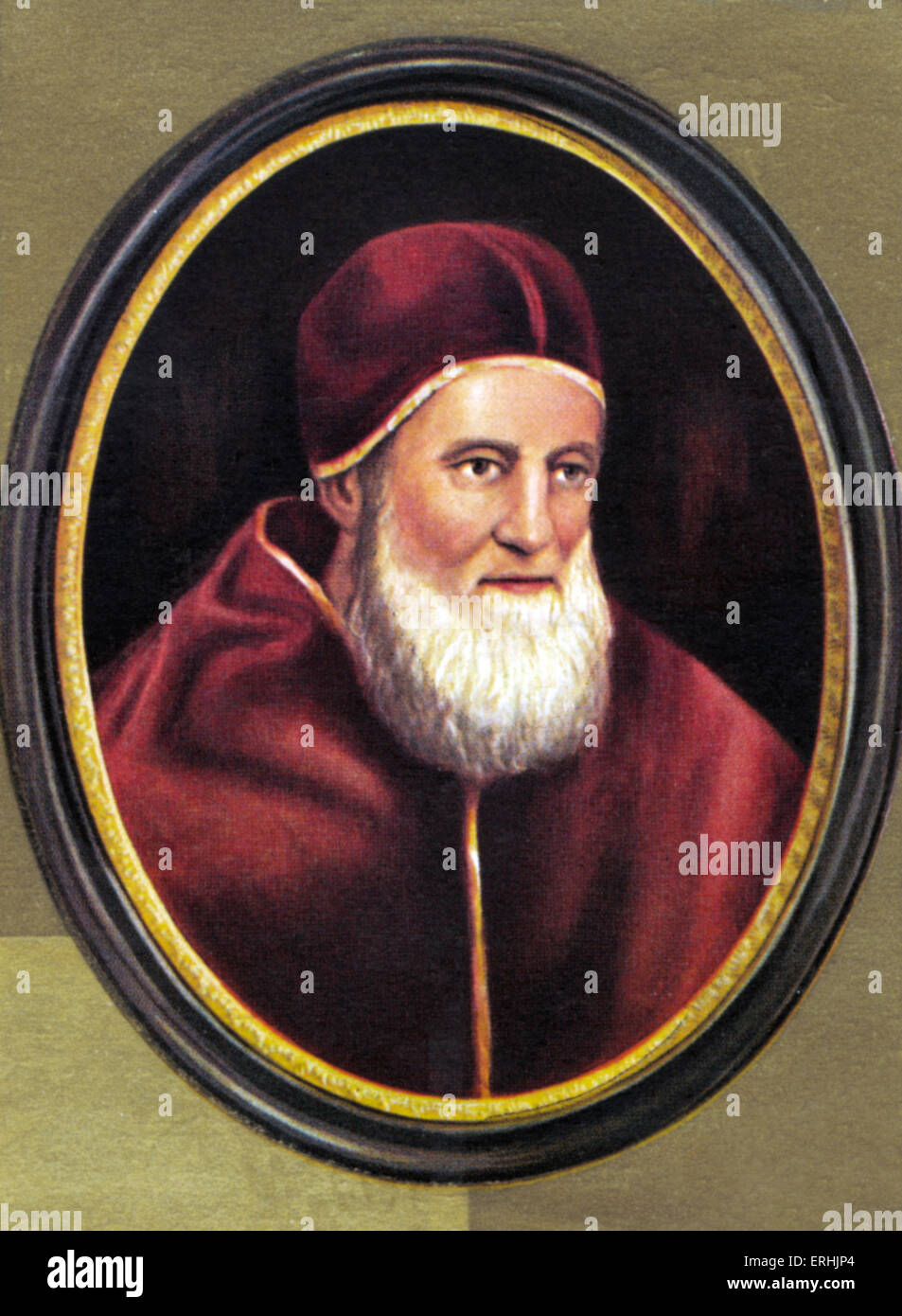 Papa Giulio II. Ritratto. Papa dal 1503 - 1513. Dopo un secolo xix miniatura per Gemalde von Raffael. 5 Dicembre 1443 - 21 Foto Stock