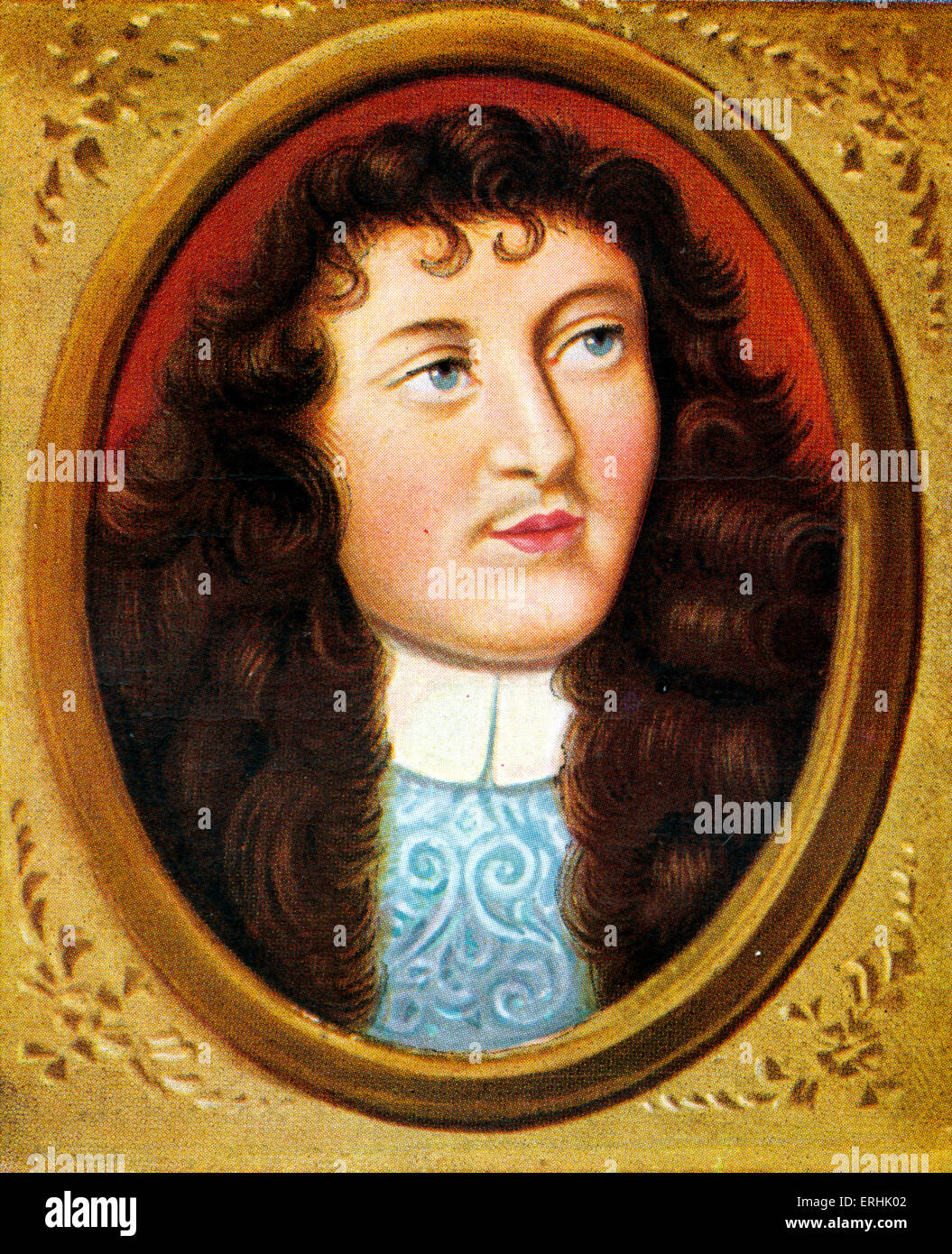 Nicolas Fouquet. Ritratto del sovrintendente delle finanze in Francia sotto Luigi XIV. Dopo un secolo xix miniatura. 27 Gennaio 1615 - 23 Marzo 1680 Foto Stock