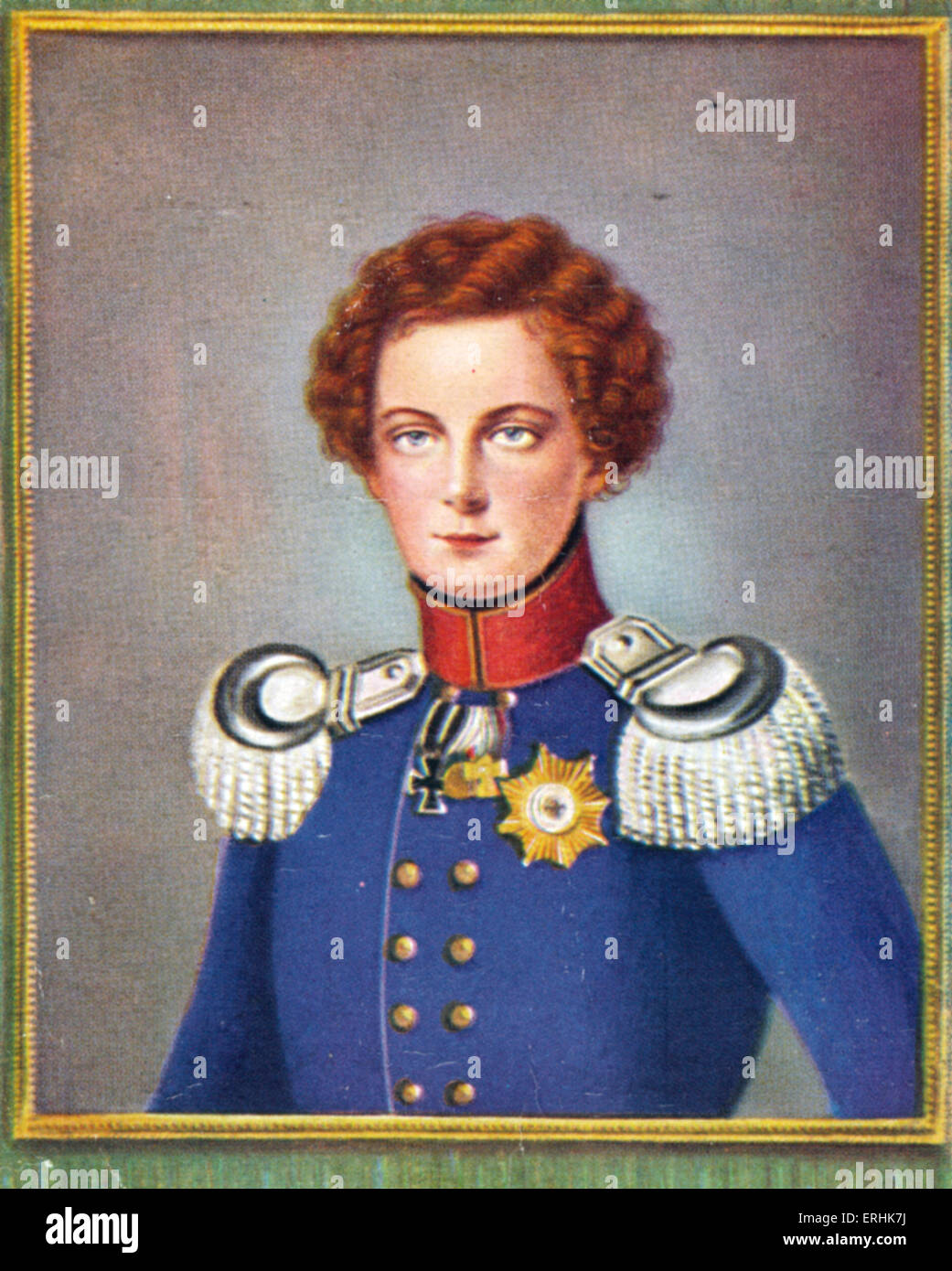 Federico Guglielmo IV (Friedrich Wilhelm IV). Ritratto del re di Prussia come un uomo giovane. Dopo una miniatura di Christian Foto Stock