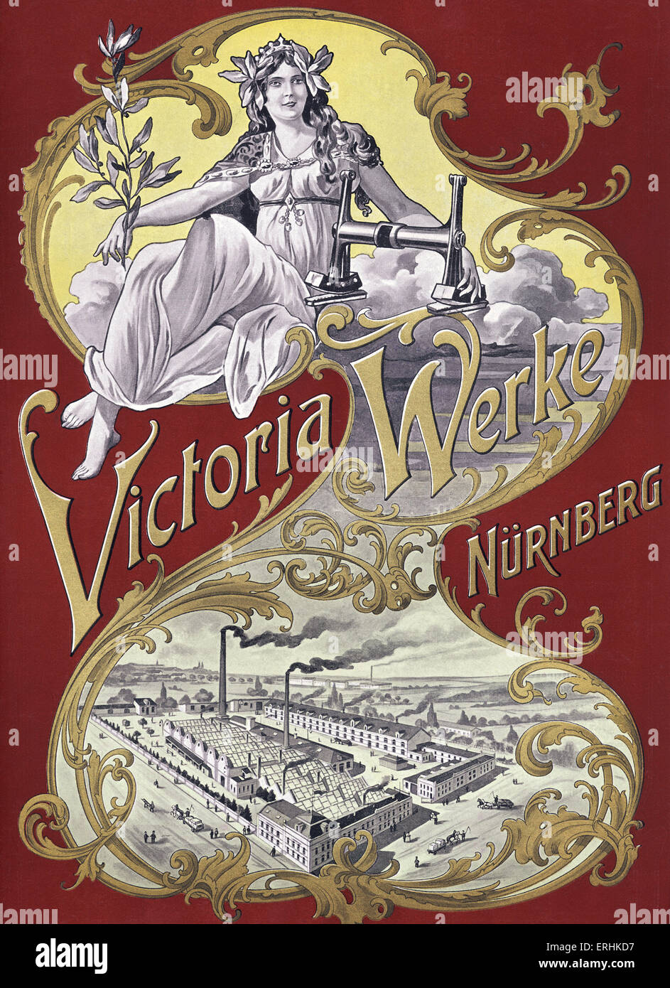 Victoria Werke lavori di stampa pubblicitaria - dal 1902 catalogo. Lavori di stampa a Norimberga. Annuncio mostra fabbrica con Foto Stock