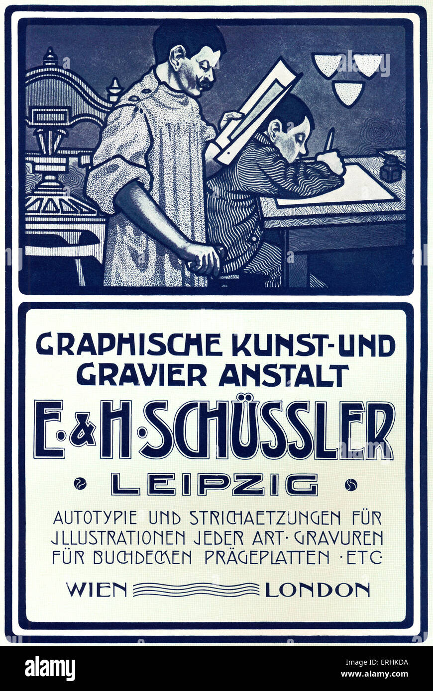 Arte grafica e tipografica ferma la pubblicità dal 1902 stampanti ' catalogo. Graphische Kunst und gravier anstalit E & H Foto Stock