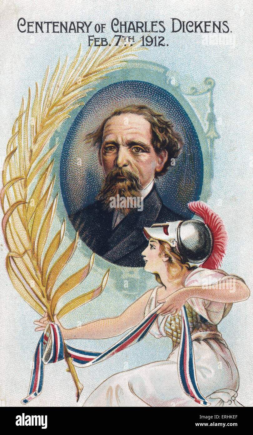 Charles Dickens, romanziere britannico. Scheda centenario, 7 febbraio 1912. CD: 1812 - 1870. Scheda: Rilasciato da cooperative di vendita all'ingrosso Foto Stock