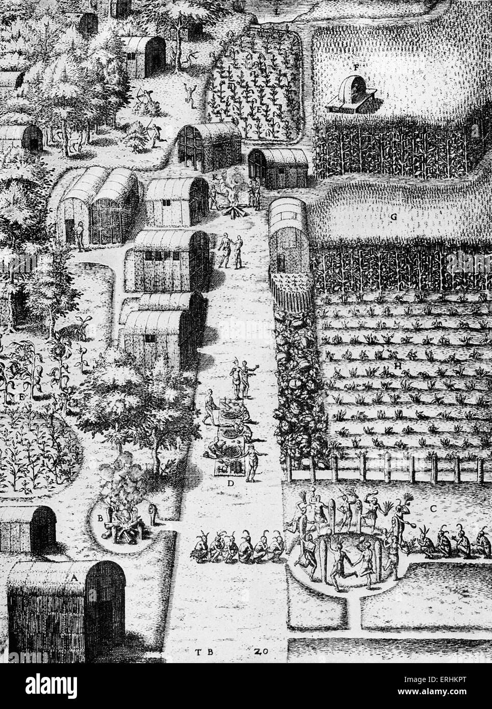 Virginia - una breve e vera relazione della nuova terra scoperta della Virginia. Immagine da "edition de luxe' dell'opera di Thomas Foto Stock