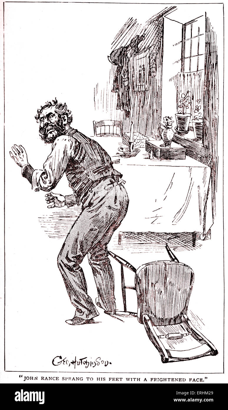 ' Uno studio in Scarlet ' da Sir Arthur Conan Doyle - Holmes accusando il sospetto di omicidio John Rance. Capitolo IV La didascalia recita: 'John Foto Stock