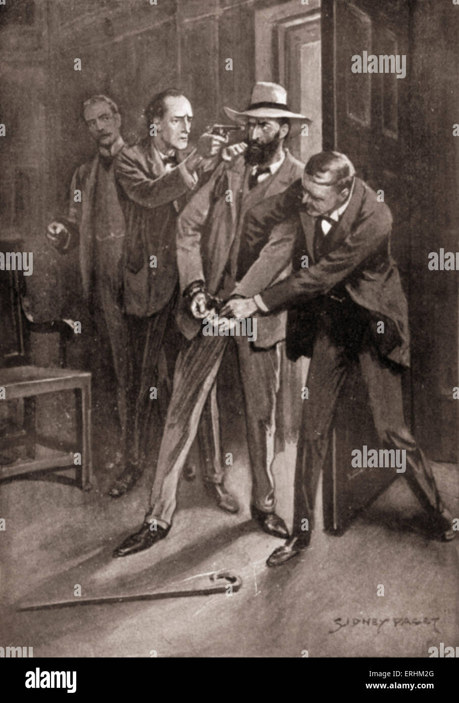 " Il ritorno di Sherlock Holmes di Sir Arthur Conan Doyle - Sherlock Holmes & Ispettore Martin arrestando il sig. Slaney. Da 'l' Foto Stock