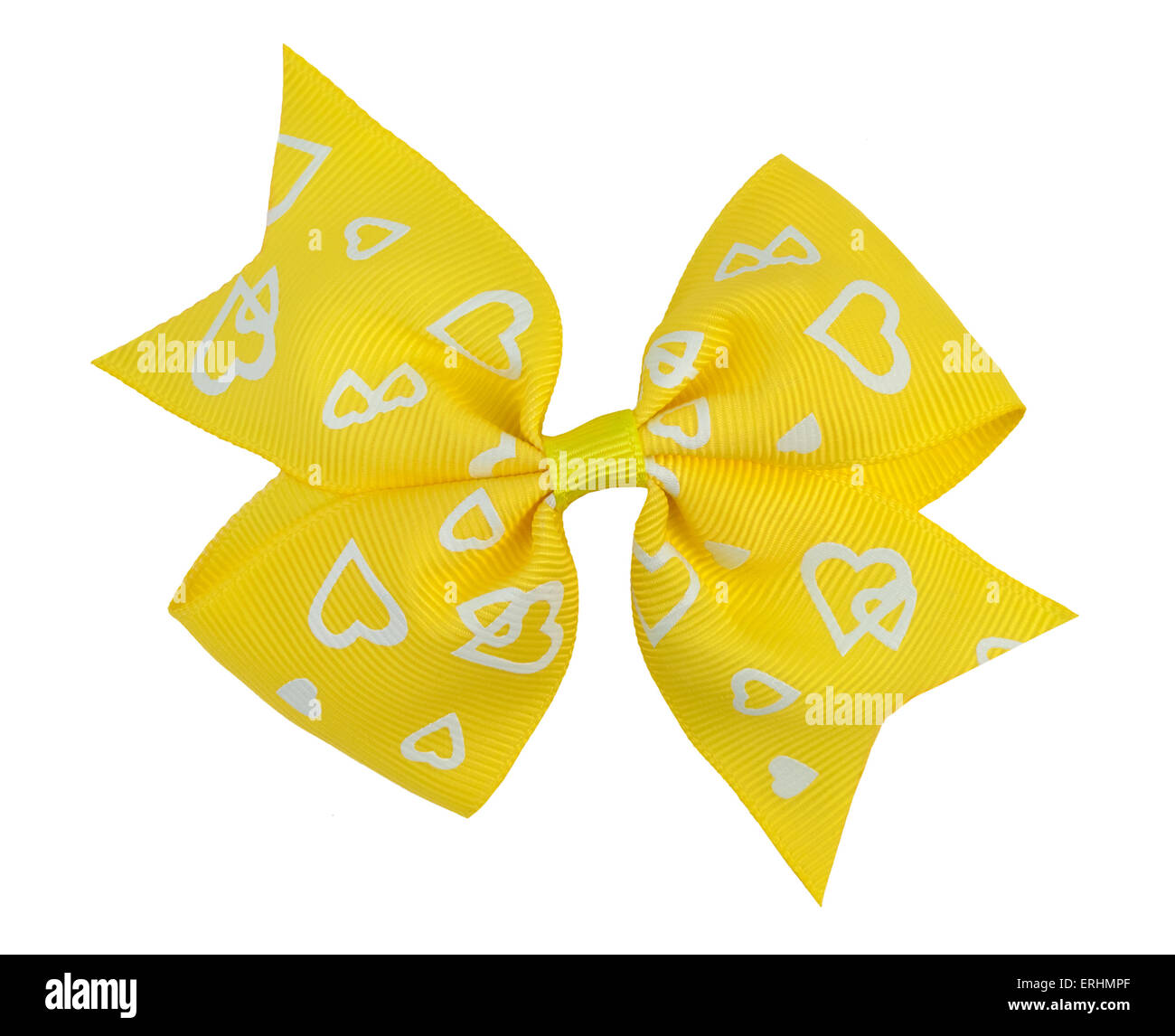 Arco di colore giallo con il bianco cuori isolati su sfondo bianco Foto Stock