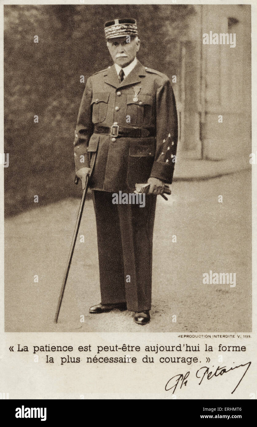 Il maresciallo Pétain - generale francese e poi capo di stato di Vichy, Francia (1940 - 1944) Nato Henri Philippe Benoni Omer Giuseppe Foto Stock