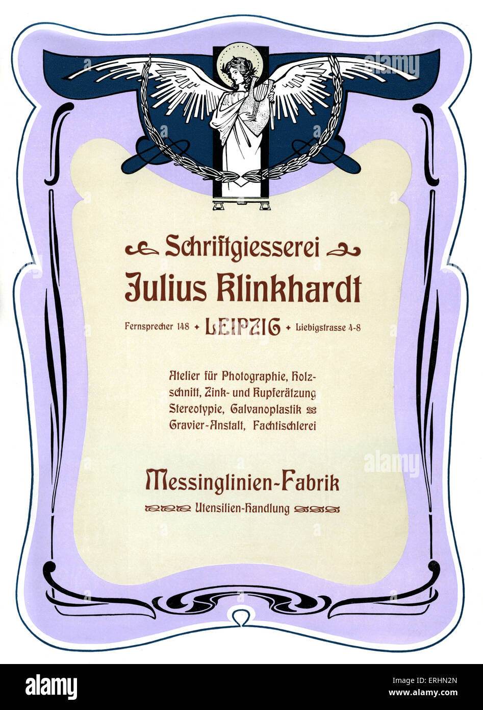La pubblicità dal 1902 stampanti ' catalogo - Julius Klinkhardt tipo-fonderia, Leipzig, Germania. Art deco e art nouveau Foto Stock