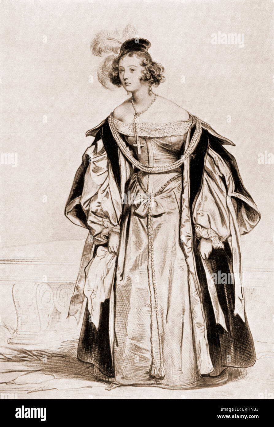 Marie Dorval nel ruolo del titolo a Victor Hugo 's giocare Marion de Lorme MD: attrice francese, 6 gennaio 1798 - 20 maggio 1849. VH: scrittore francese, 26 Febbraio 1802 - 22 Maggio 1885 Foto Stock