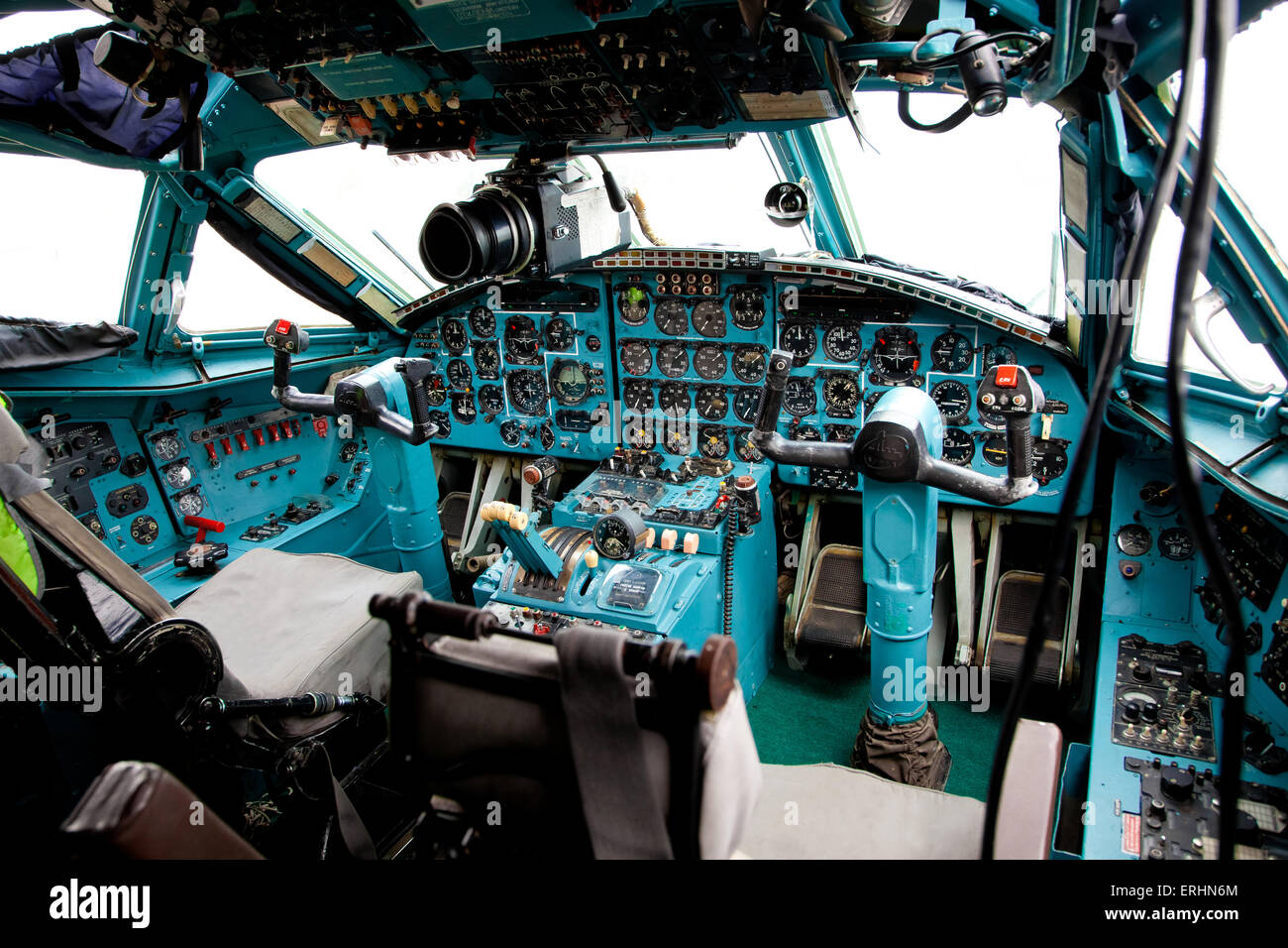 La cabina del pilota interno interno Foto Stock