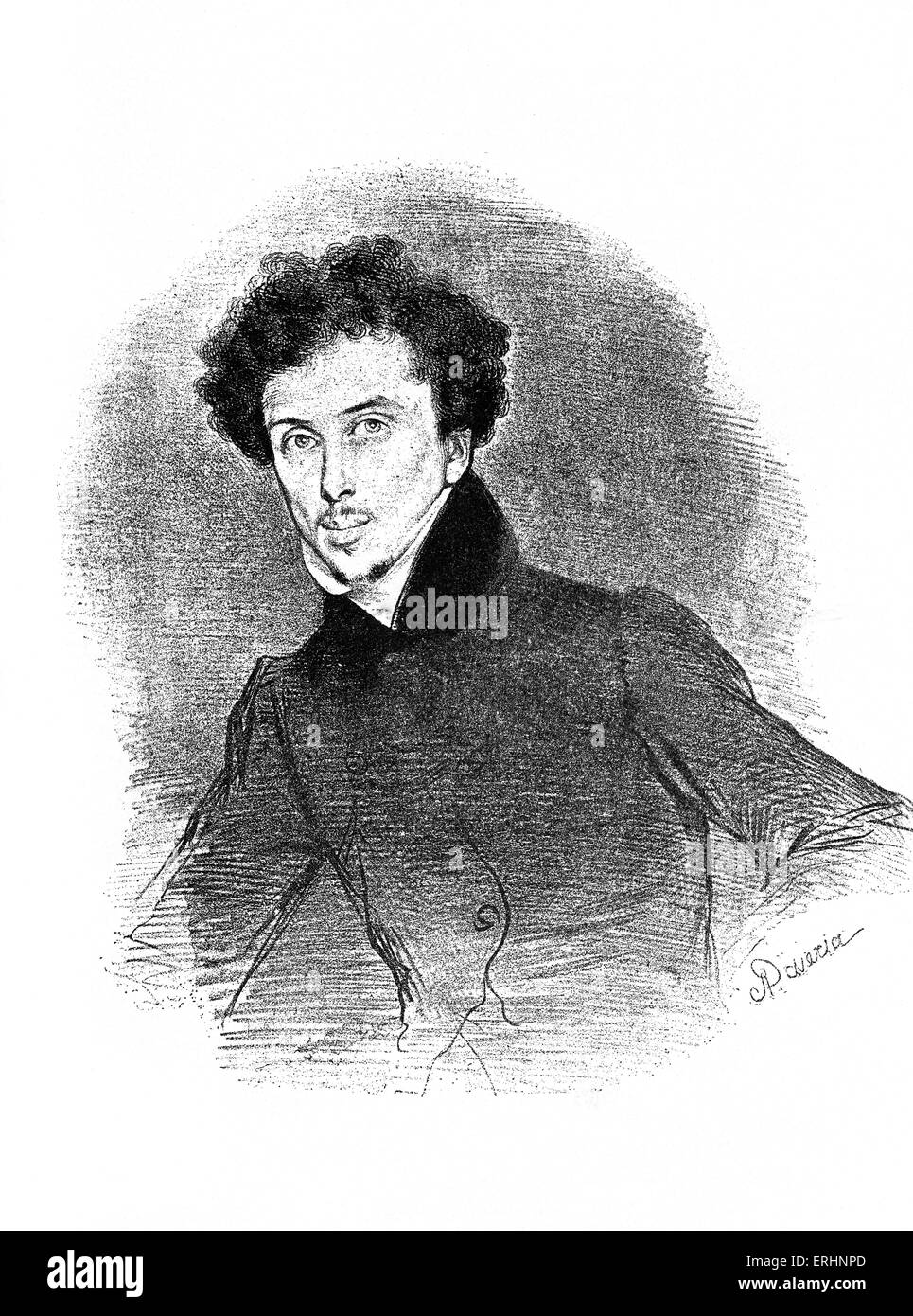 Alexandre Dumas, pere autore francese e drammaturgo, c. 1832. Dopo la litografia di Achille Deveria. 24 Luglio 1802 - 5 Dicembre Foto Stock