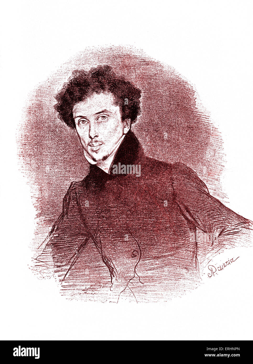Alexandre Dumas, pere autore francese e drammaturgo, c. 1832. Dopo la litografia di Achille Deveria. 24 Luglio 1802 - 5 Dicembre Foto Stock