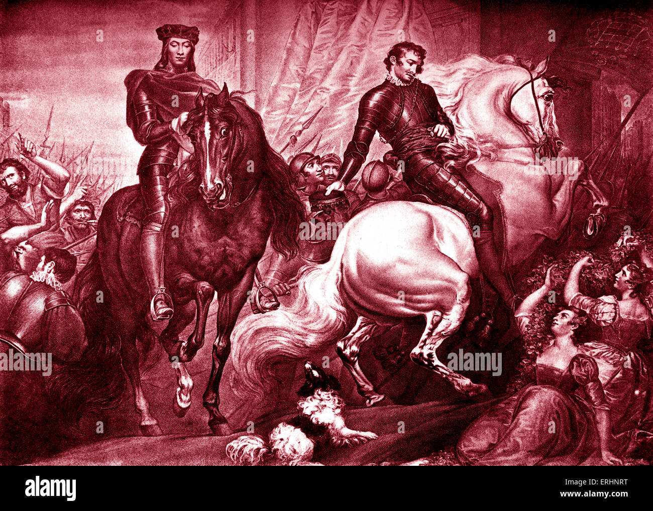 William Shakespeare 's gioca King Richard II - Atto V scena II. Entrata del Re , Richard e Bolingbroke in Londra, come Foto Stock