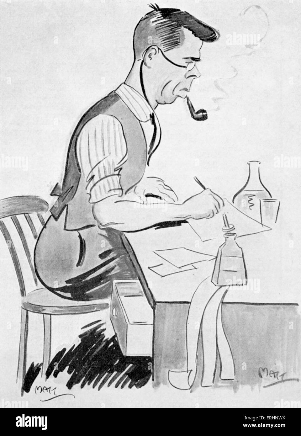 Caradoc Evans - c. 1924. Storia gallese scrittore, romanziere e drammaturgo: 31 dicembre 1878 -11 gennaio 1945. Illustrazione di Foto Stock