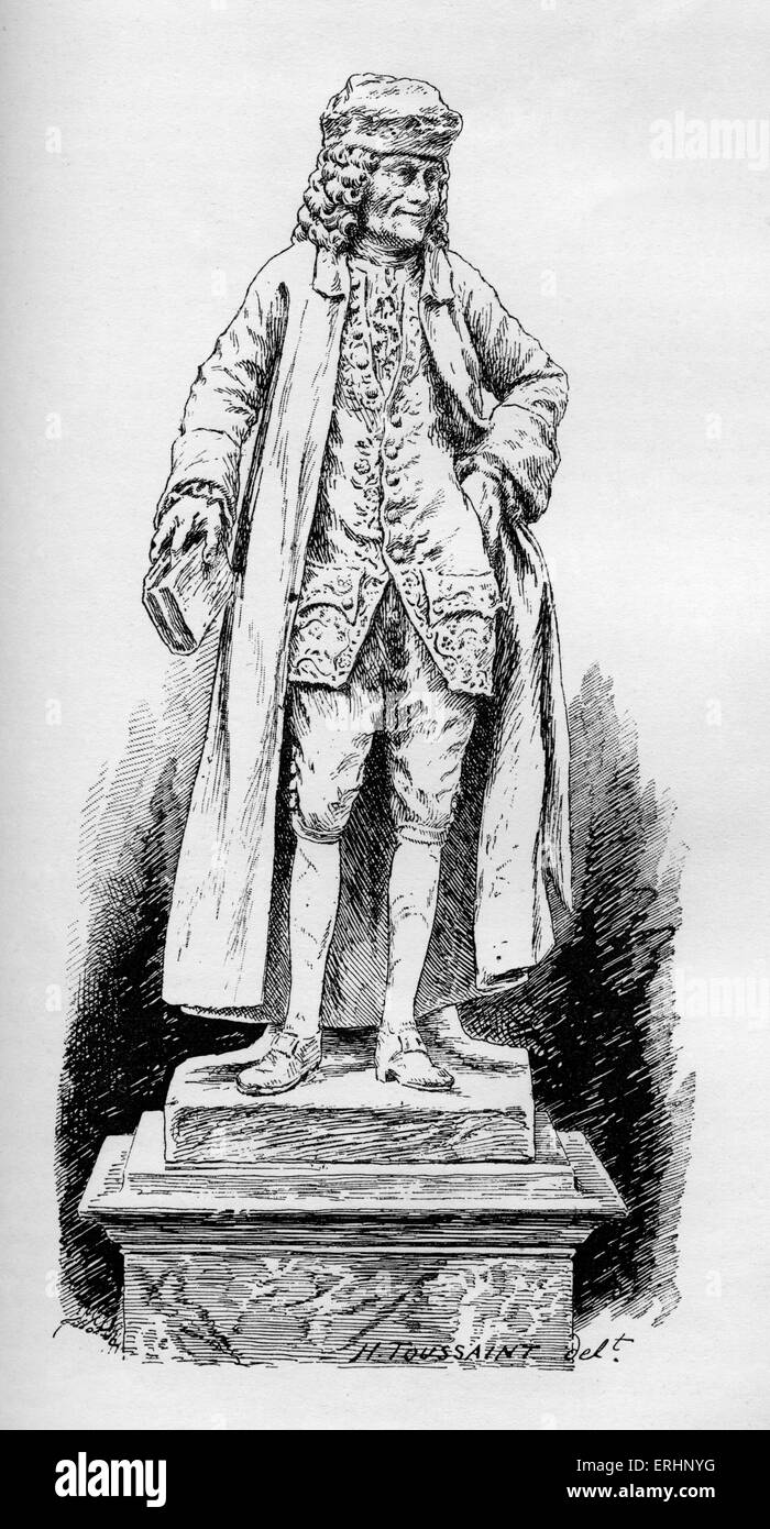 Statua di François-Marie Arouet Voltaire - da Houdon. Lo scrittore francese, filosofo, drammaturgo poeta: 1694-1778. Foto Stock