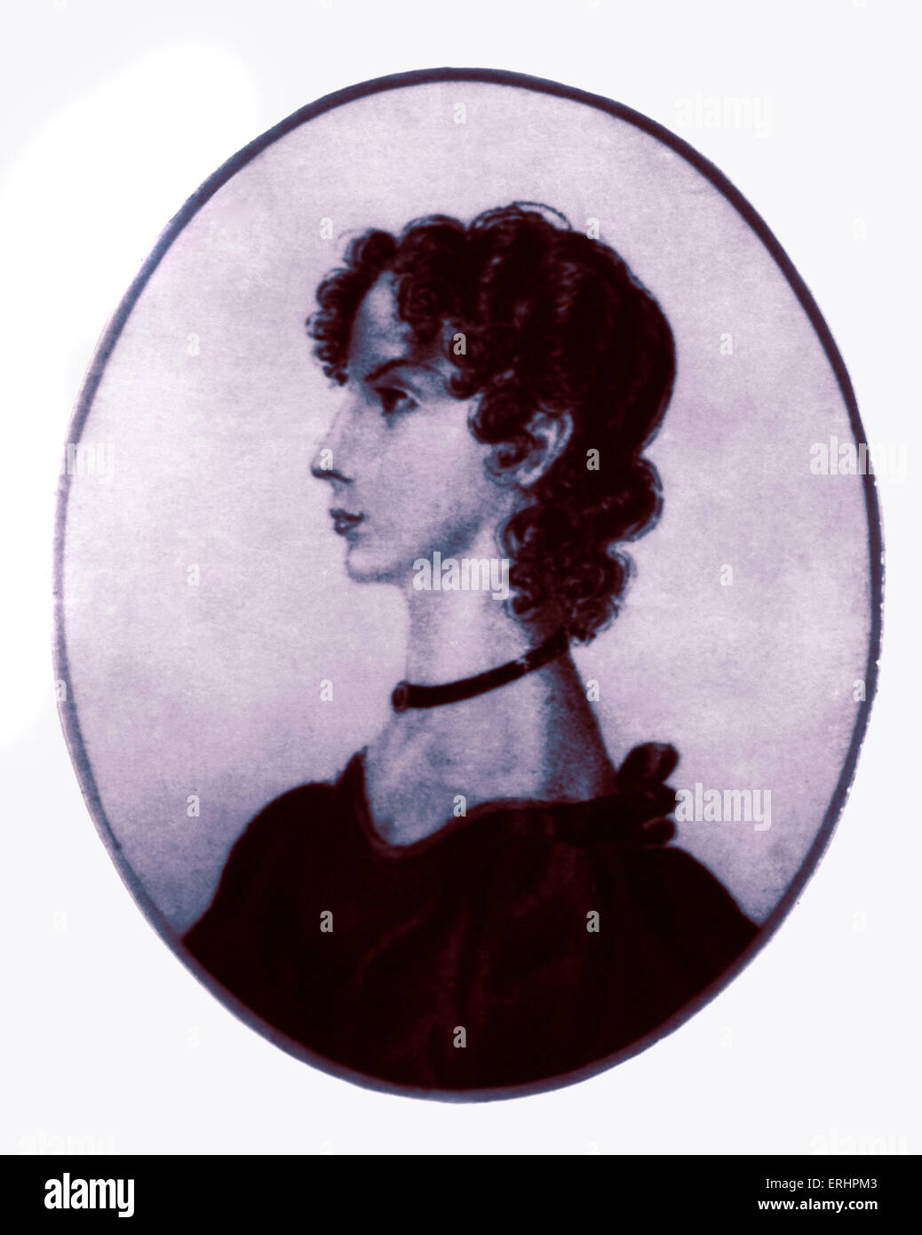 Anne Brontë - Ritratto originariamente dipinta da sua sorella Charlotte Brontë,in 17 giugno 1834. AB: romanziere britannico e poeta, 17 Foto Stock