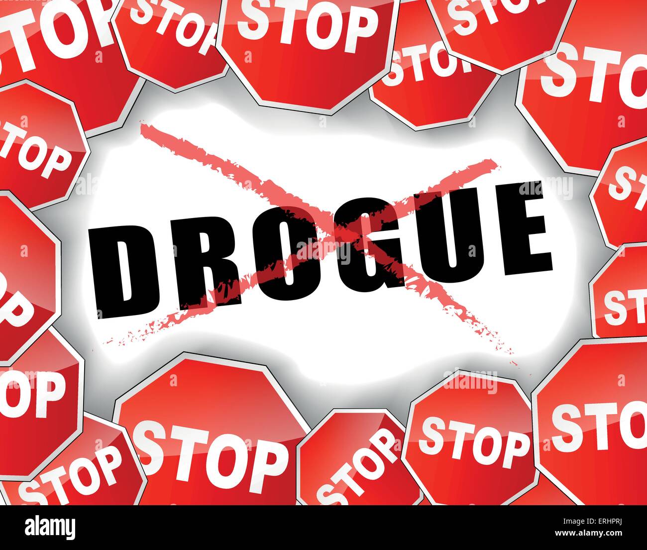 Vettore illustrazione francese di smettere di droghe concetto sfondo Illustrazione Vettoriale