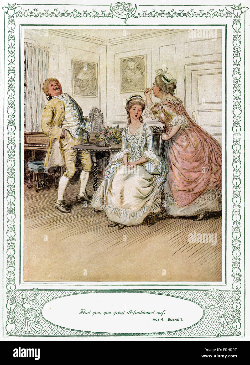 Oliver Goldsmith 's play - "Egli si china a conquistare o gli errori di una notte". Atto 4, Scena 1 - "E voi, grande Foto Stock