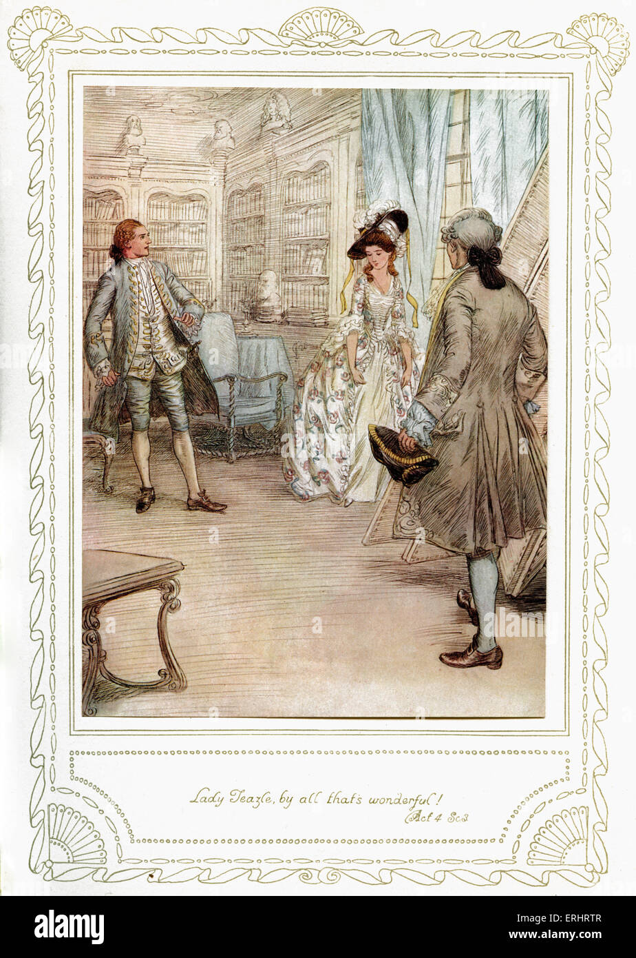 Richard Brinsley Sheridan's play - " La Scuola per lo scandalo". Atto 4, Scena 3 - 'Lady Cardo, da tutto ciò che è meraviglioso! '. Primo Foto Stock