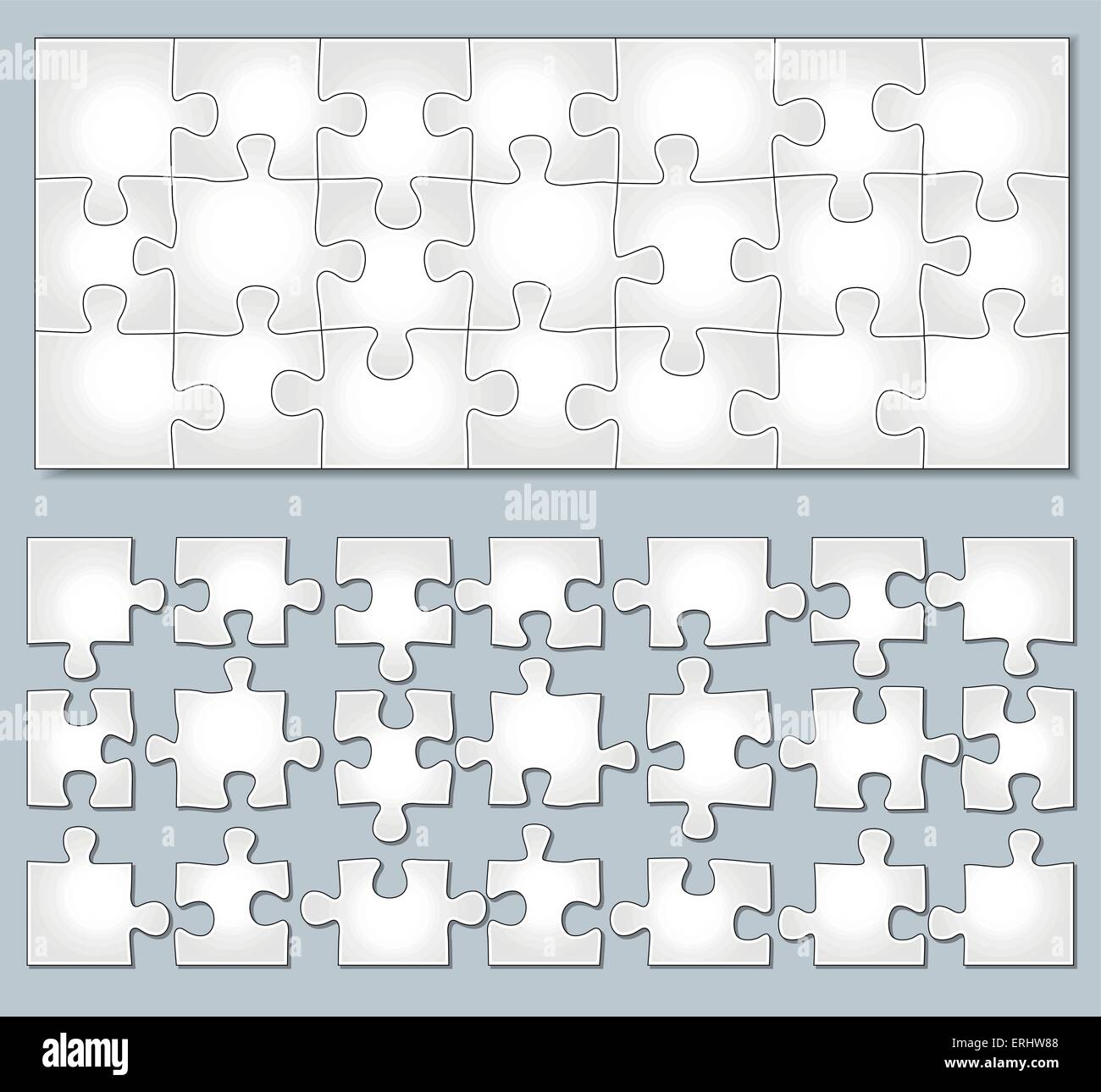 Illustrazione Vettoriale orizzontale di puzzle con elementi separati Illustrazione Vettoriale