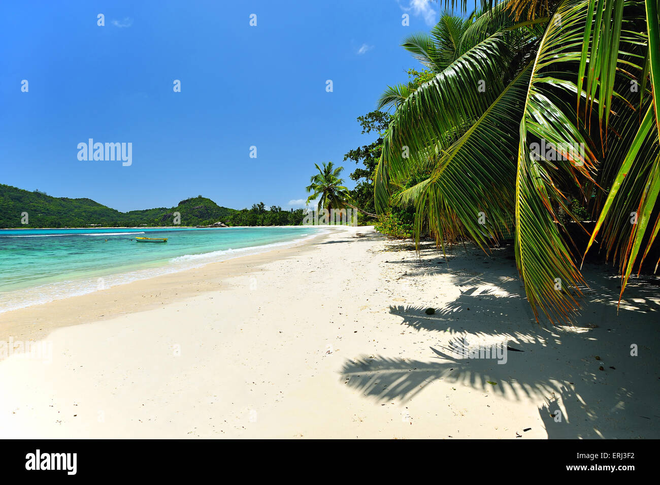 Baie Lazare, Beach sull'Isola Mahe, Seicelle Foto Stock