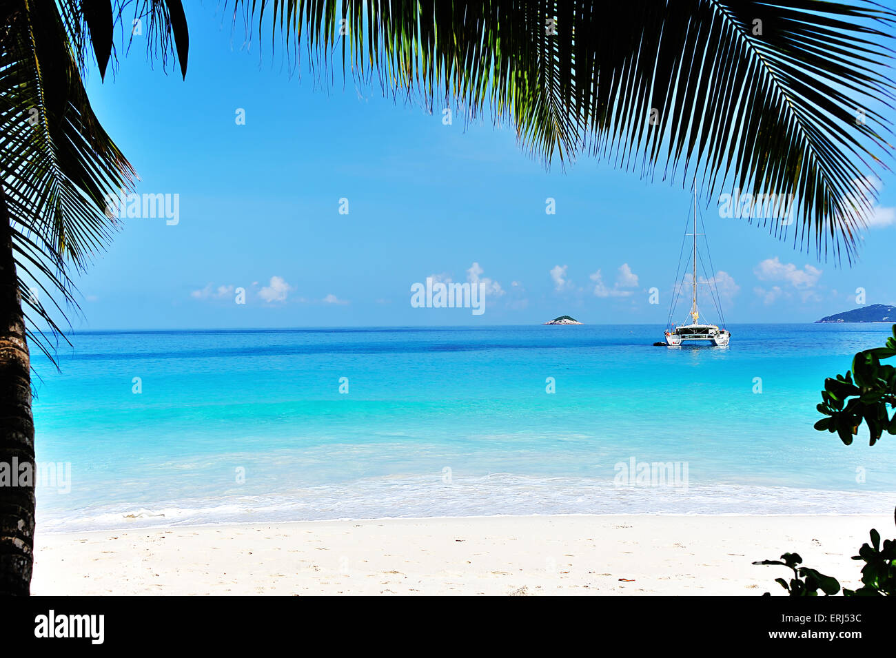 Anse Lazio, Beach sull'Isola di Praslin, Seicelle Foto Stock