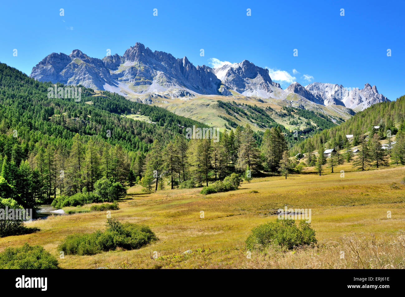 Catena di montagna nelle Alpi francesi, Brianconnais, Francia Foto Stock