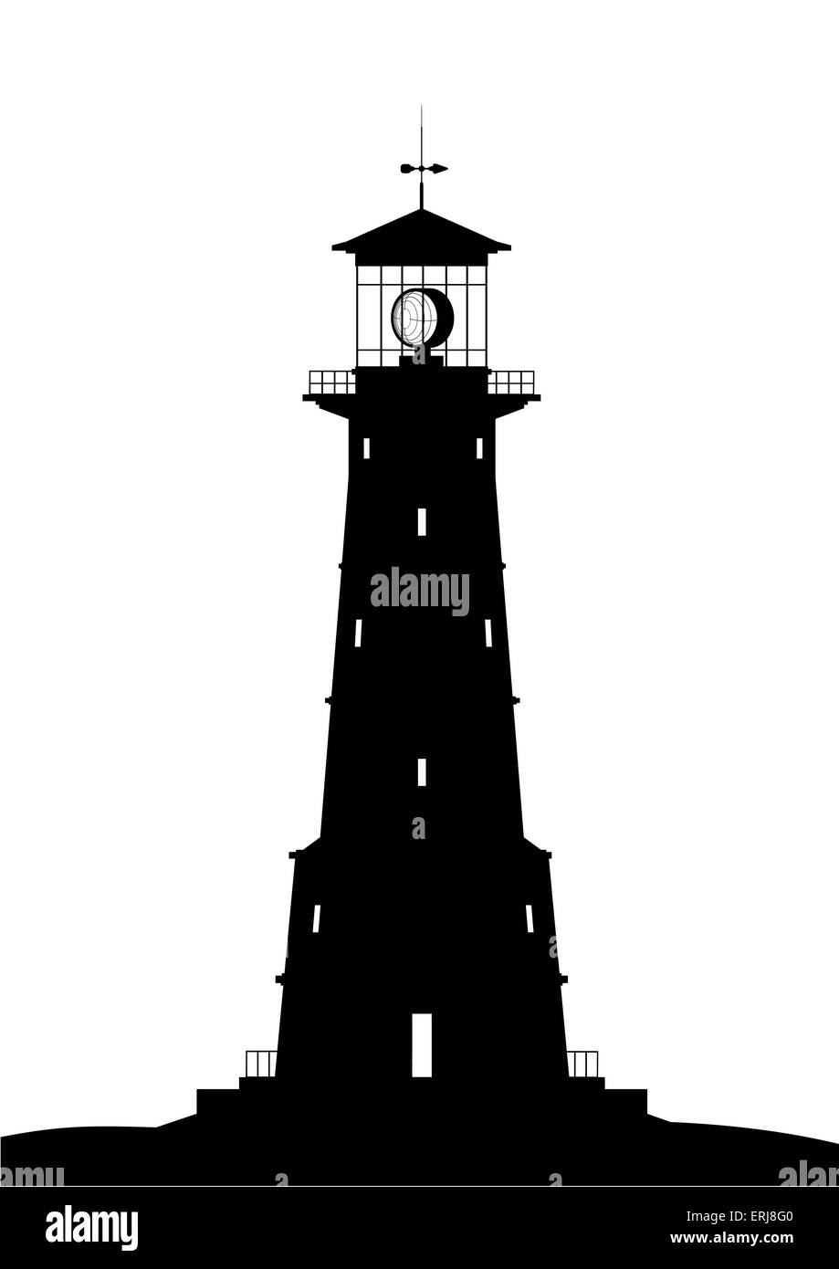 Faro silhouette - isolato nero su bianco Illustrazione Vettoriale