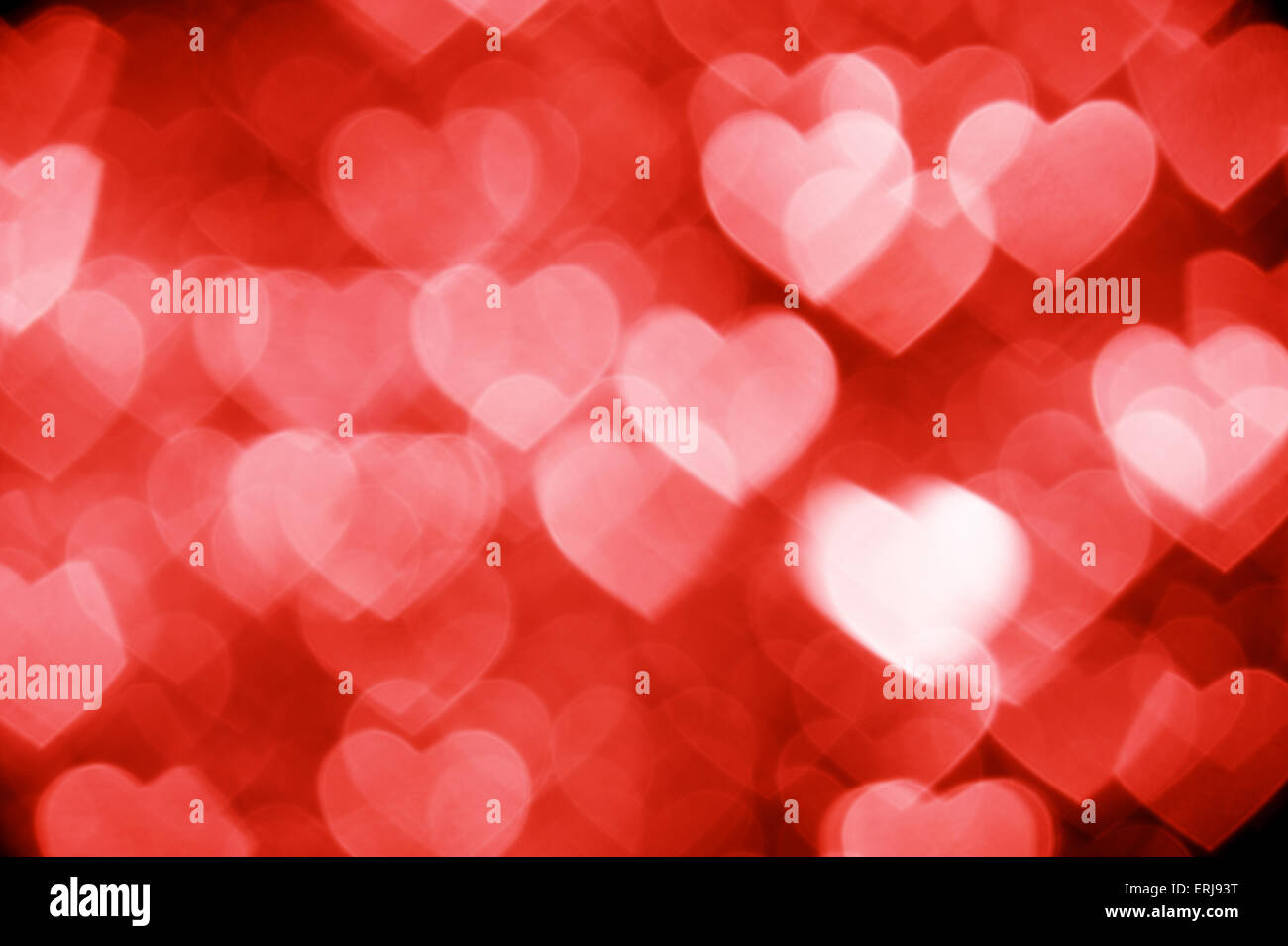 Red bokeh di cuori sfondo Foto Stock