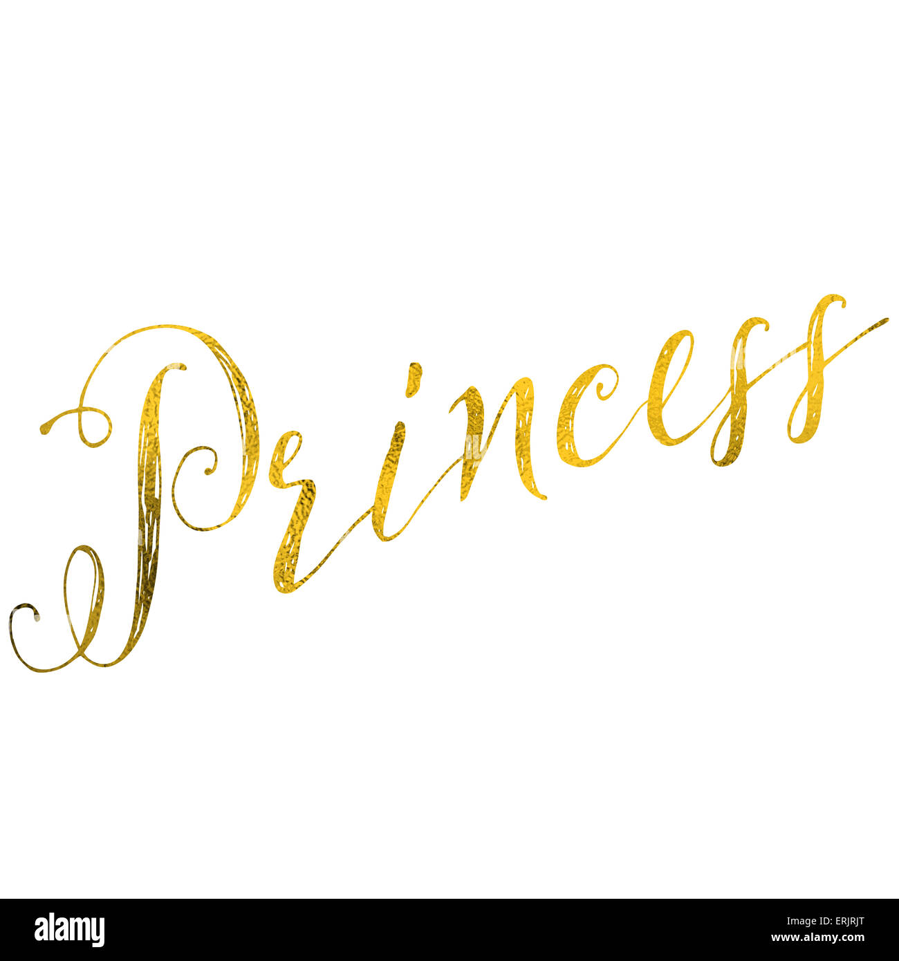 Princess Gold Faux Foil lustrini metallici preventivo di ispirazione isolata su bianco Foto Stock