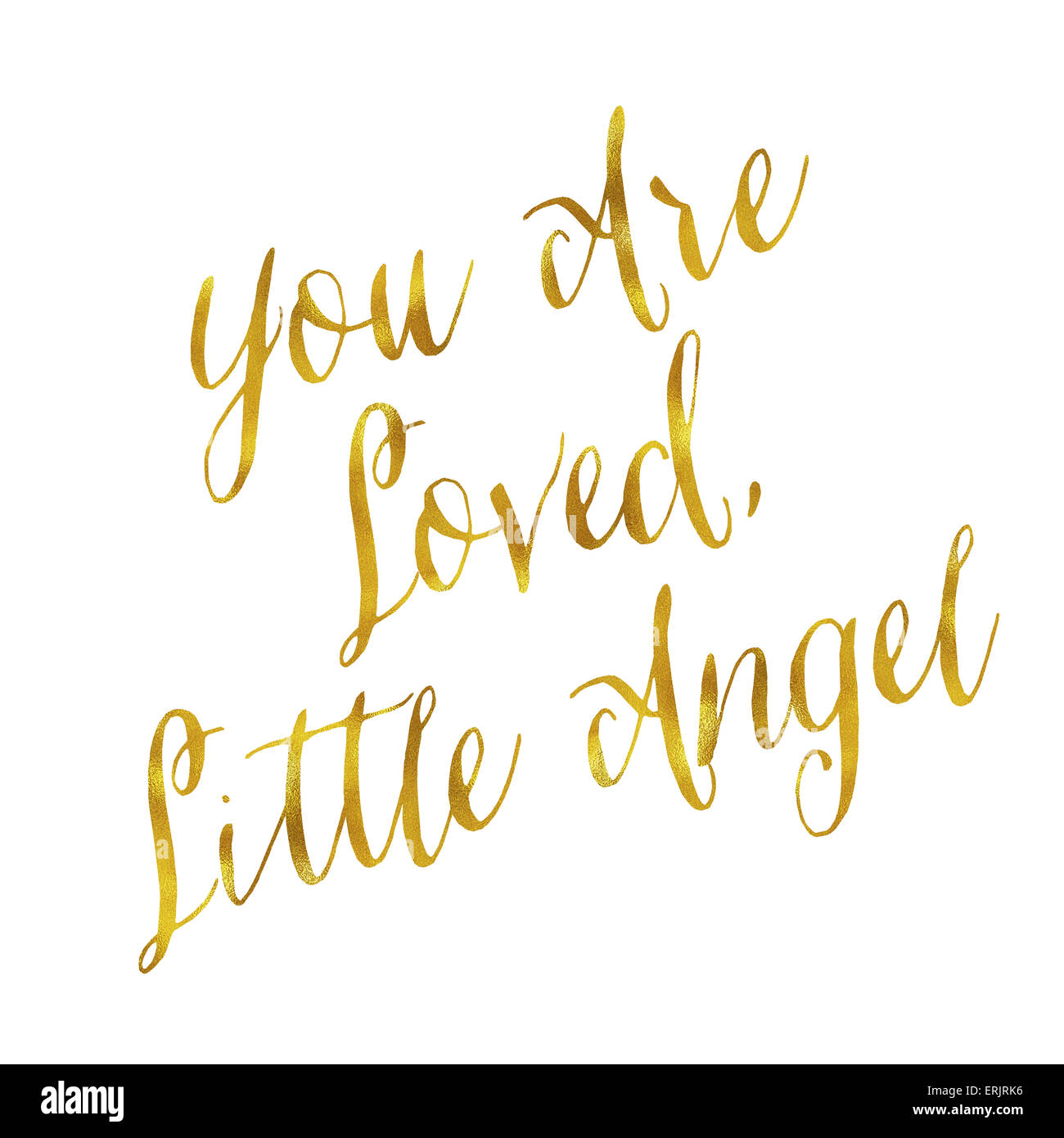 Tu sei amato Little Angel Gold in similpelle di lamina metallica preventivo Glitter isolato su bianco Foto Stock