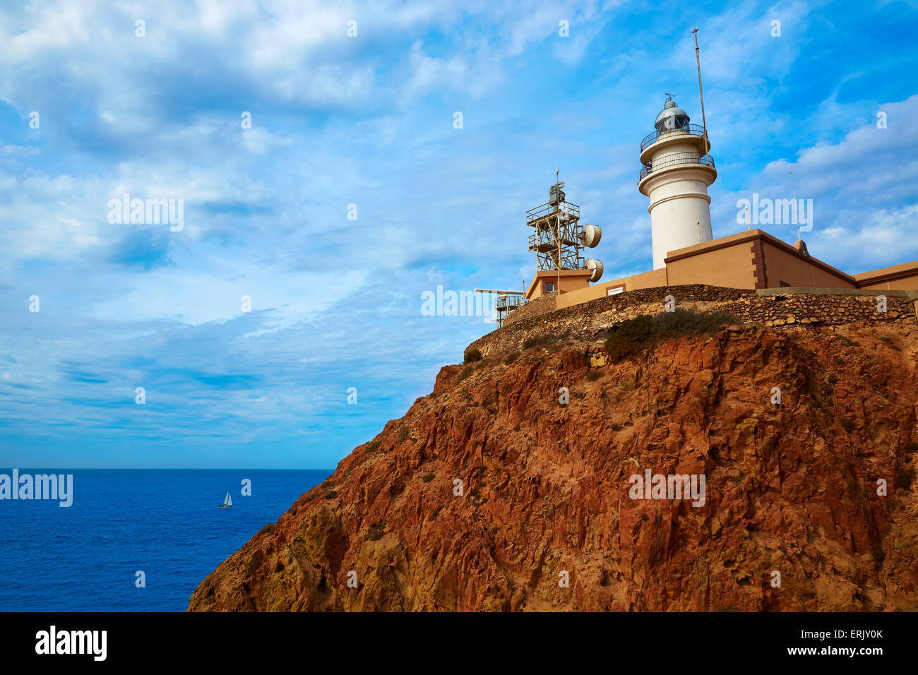 Almeria Cabo de Gata faro nel mare Mediterraneo di Spagna Foto Stock