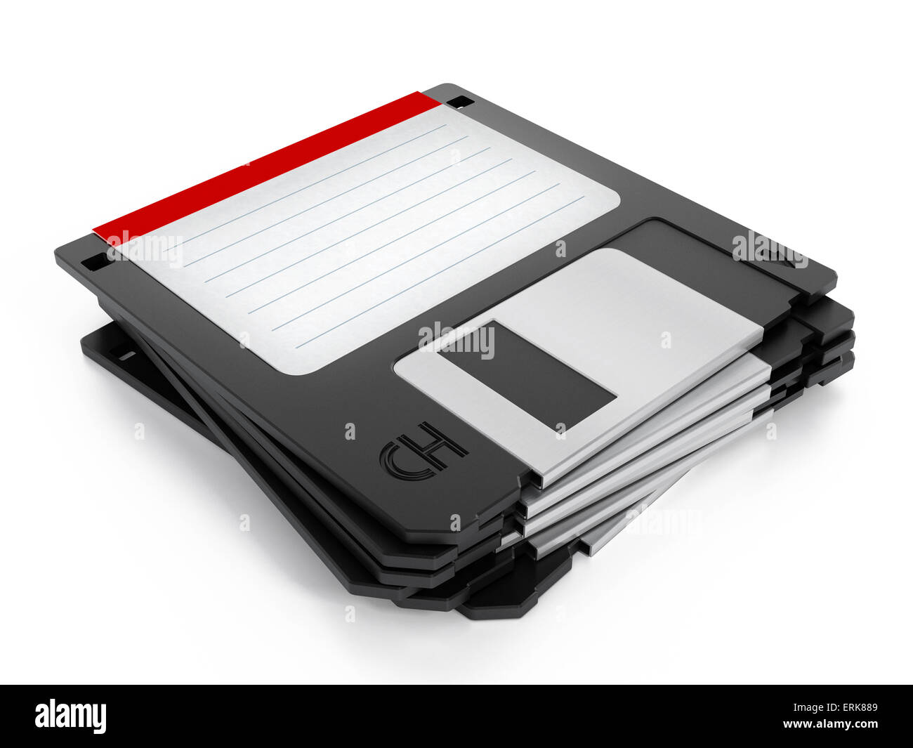 Floppy disk pila isolati su sfondo bianco. Foto Stock