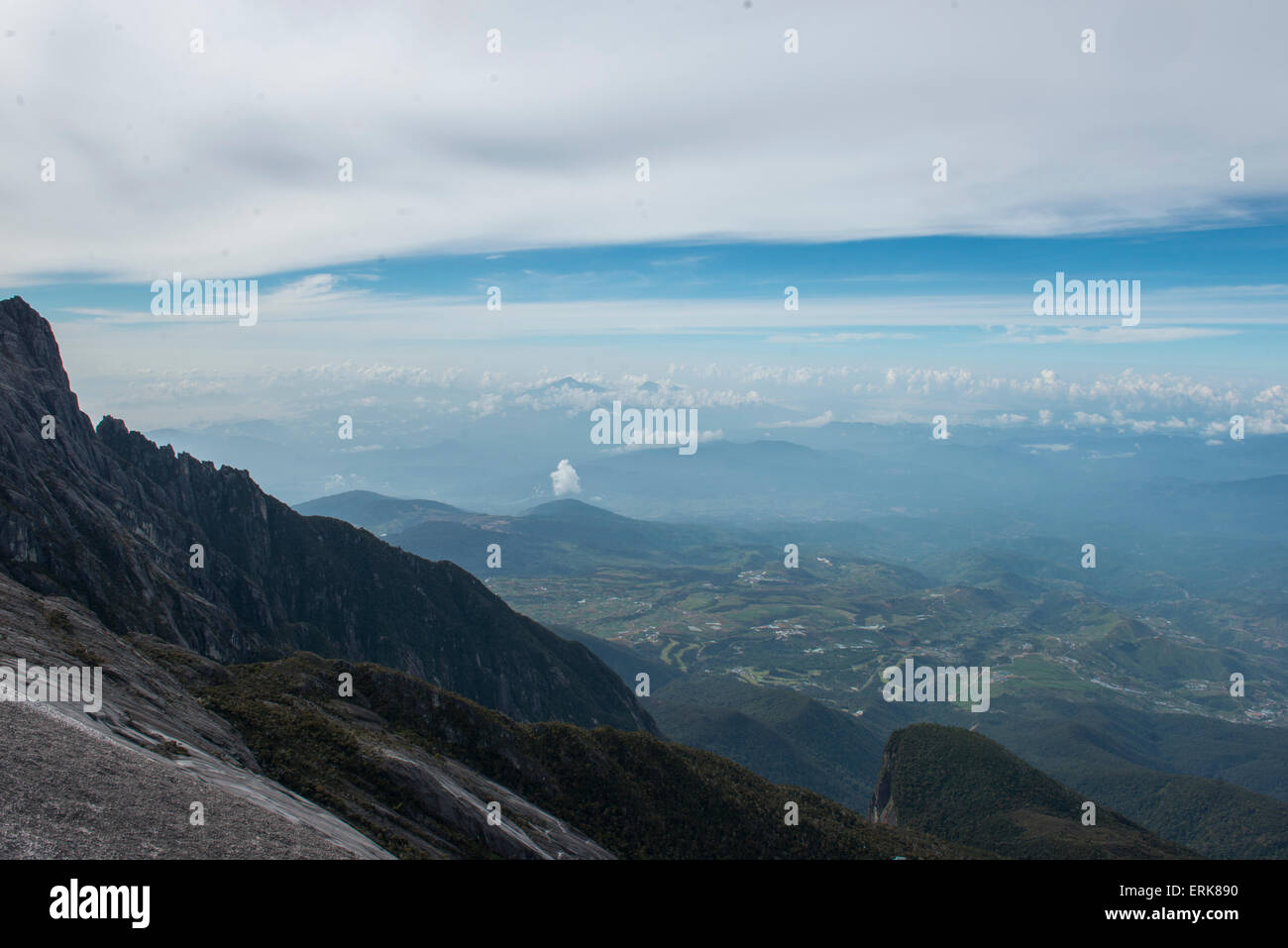 Vista dalla pendenza, Mount Kinabalu, Sabah Borneo, Malaysia Foto Stock