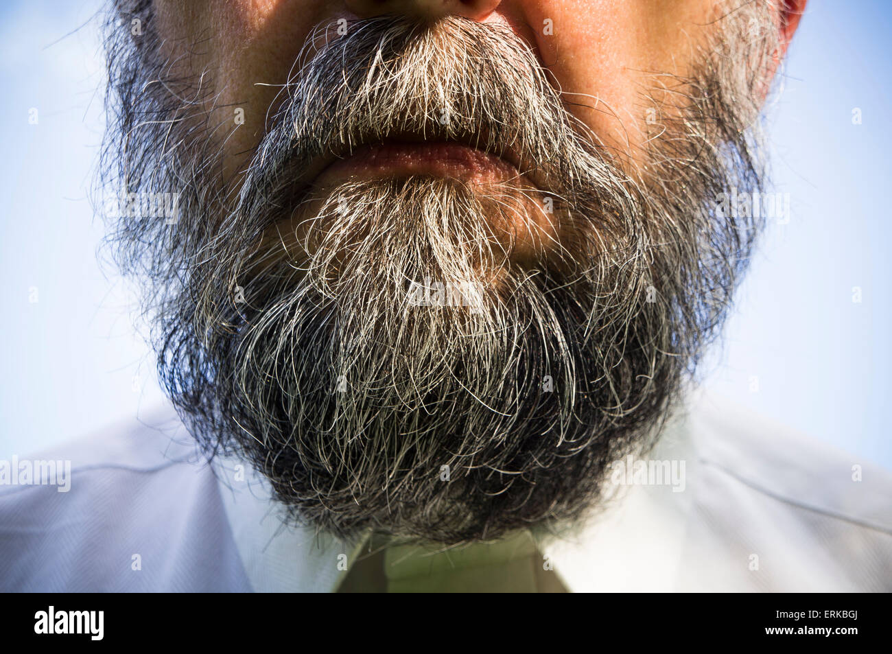Uomo Barbuto, grimace, barba, pepe e sale di colore bianco shirt Foto stock  - Alamy