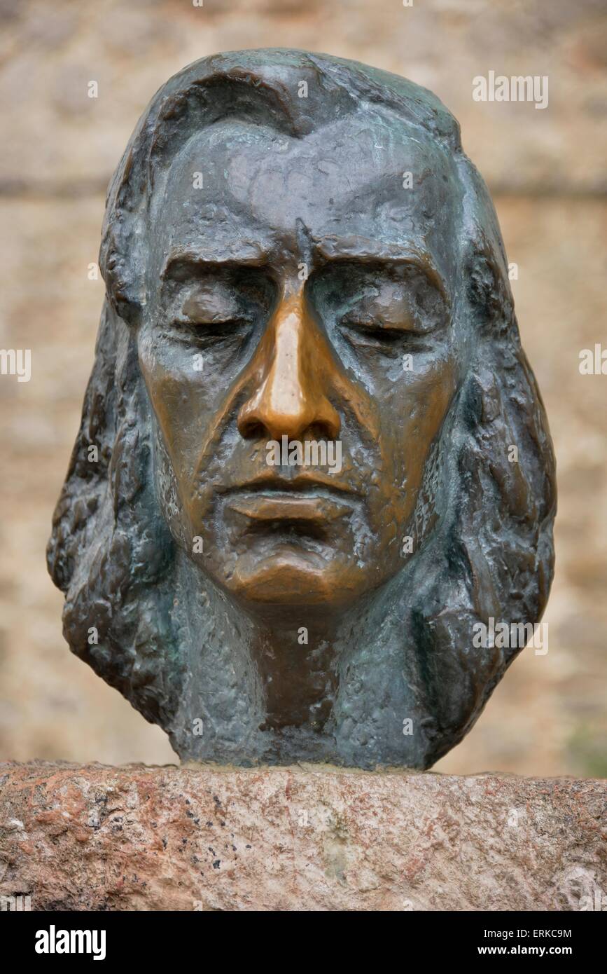 Busto del compositore polacco Frédéric Chopin, Valldemossa, Maiorca, isole Baleari, Spagna Foto Stock
