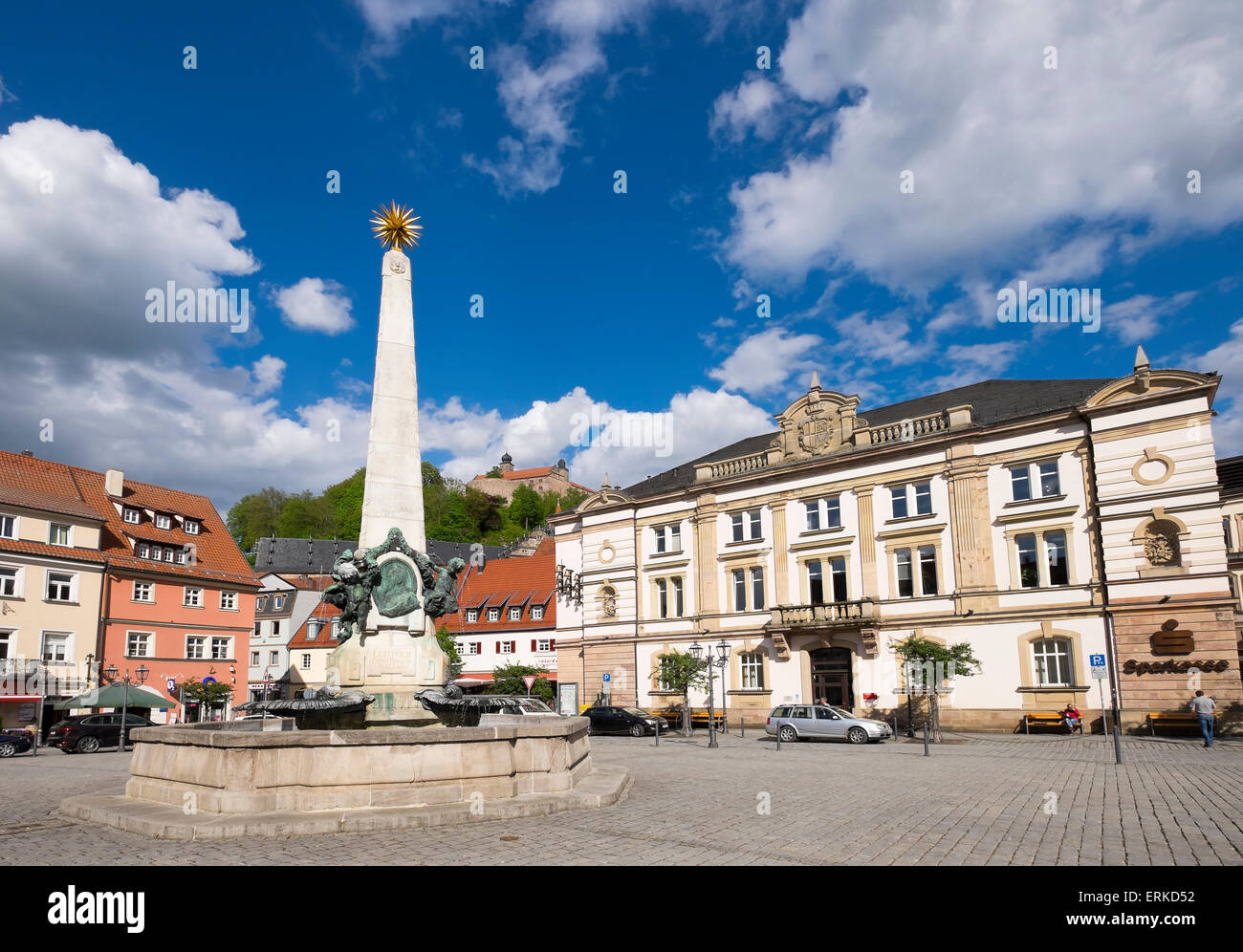 Luitpold fontana presso la piazza del mercato, Kulmbach, Alta Franconia, Franconia, Baviera, Germania Foto Stock