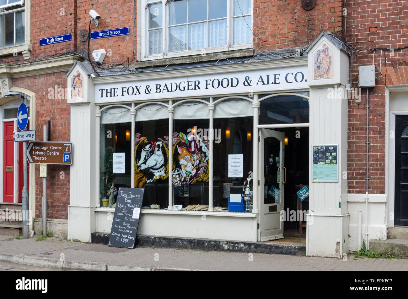 La Fox & Badger Food & Ale Co in Bromyard, Worestershire Foto Stock