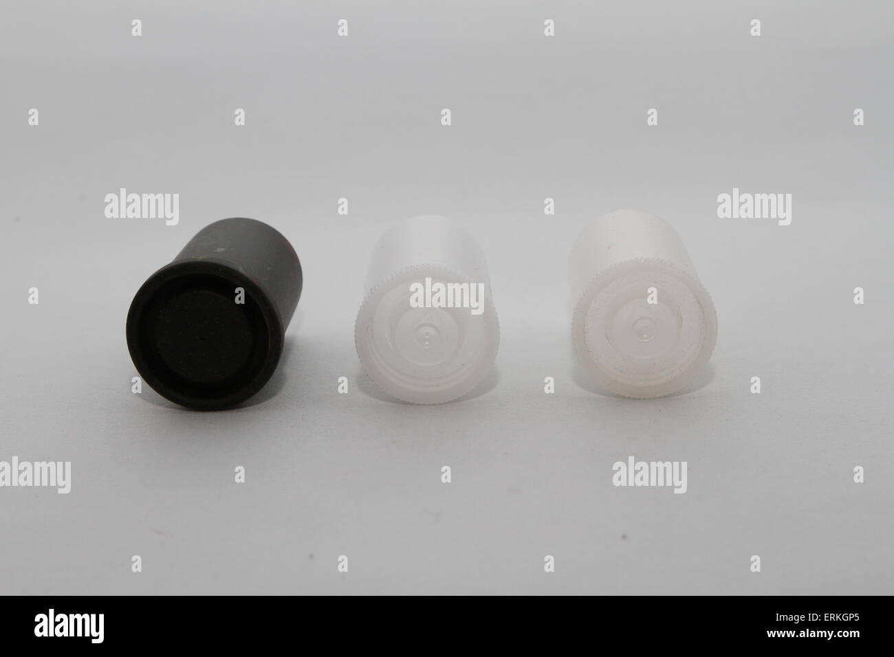 Nero e clear photo film contenitori. Foto Stock