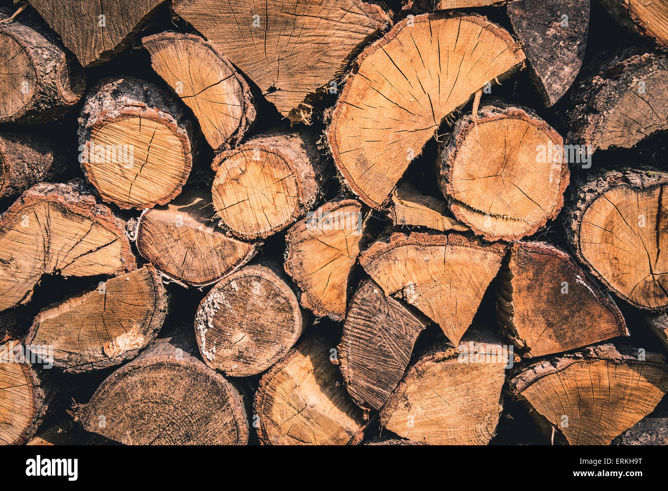 Legna da ardere texture con struttura Nizza crepe e gli anelli di un albero in esso. Foto Stock