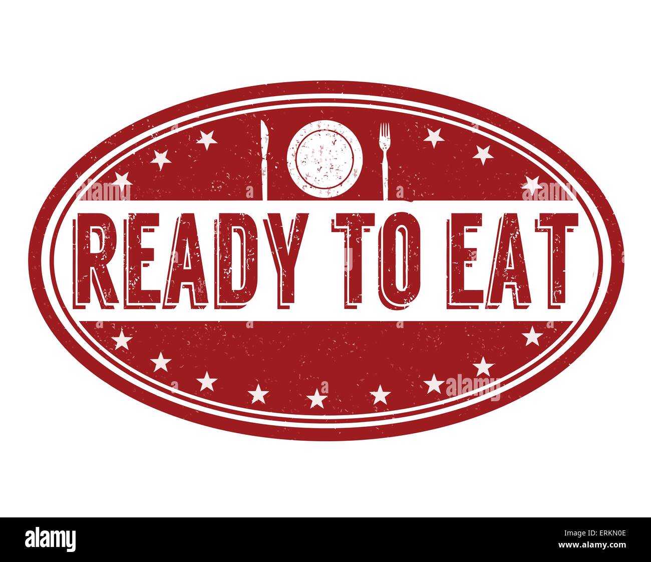 Pronto a mangiare grunge timbro di gomma su bianco, illustrazione vettoriale Illustrazione Vettoriale
